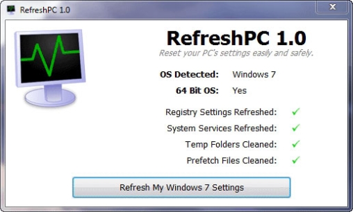 استعاده الاعدادات الاصليه لنظام التشغيل عبر برنامج RefreshPC