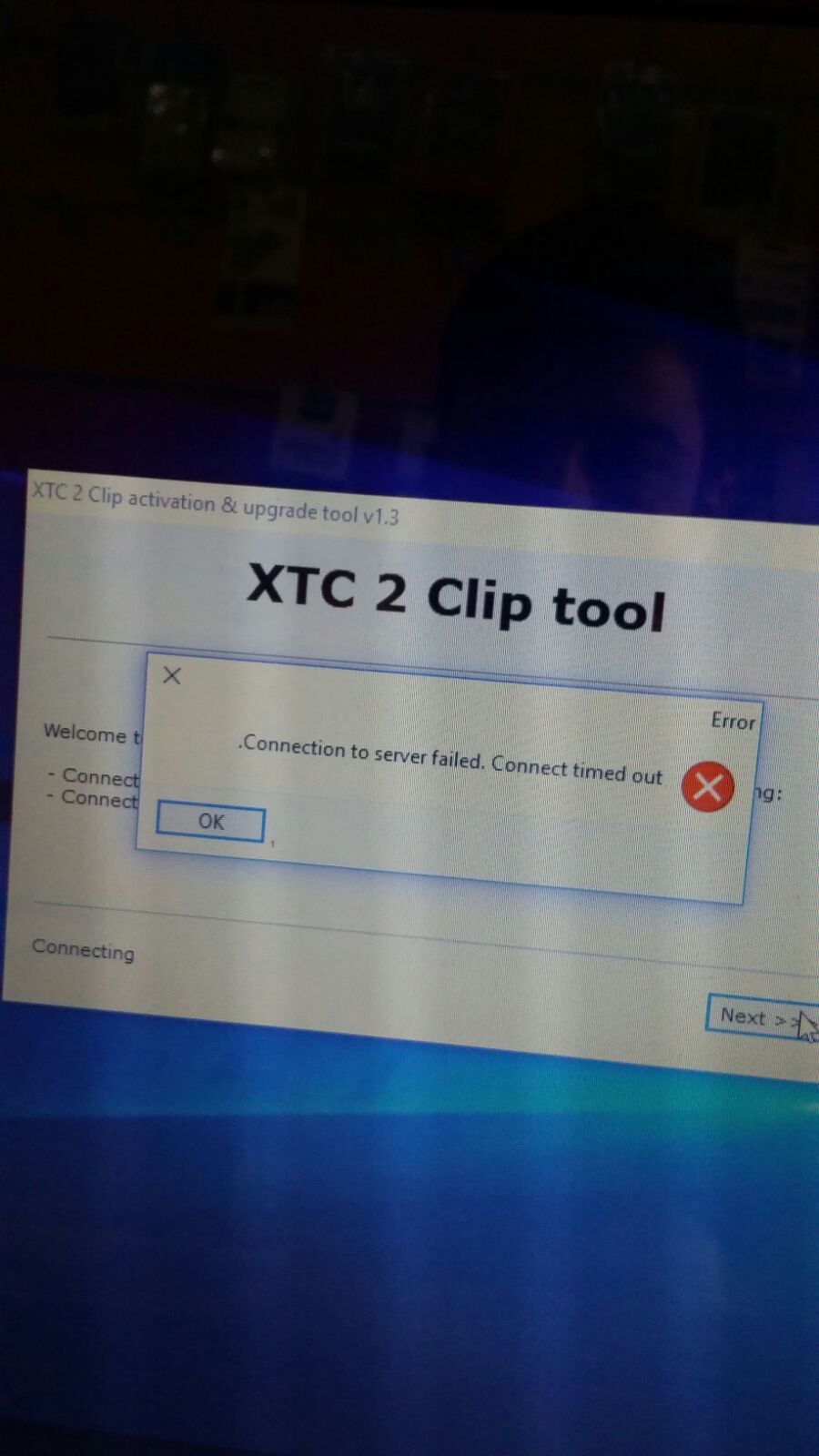 حل مشكلة تفعيل XTC2CLIP Connection to server failed. connect timed out