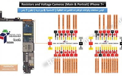 قياس ممانعات وفولتات كوكنترات الكاميرات الخلفية ( الاساسية & بورتريه ) ايفون 7 بلس   Resistors and Voltage Cameras (Main & Portrait) iPhone 7Plus