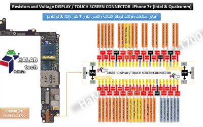 قياس ممانعات وفولتات كونكتر الشاشة واللمس ايفون 7 بلس (انتل & كوالكوم)    Resistors and Voltage DISPLAY & TOUCH SCREEN CONNECTOR  iPhone 7+  Intel & Qualcomm