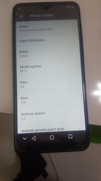 Mione MI12 Android 9 RESET FRP