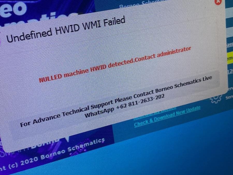 حل مشكلة برنامج المخططات بورنيو Borneo Undefined HWID detected. Contact admistrator