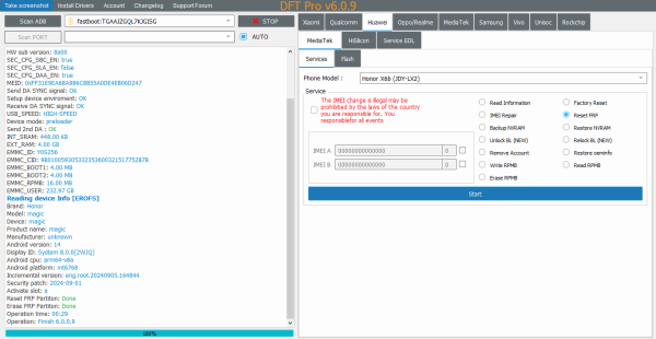 Honor Reset Frp Via DFT Tool