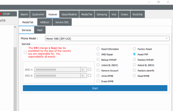 Honor Reset Frp Via DFT Tool