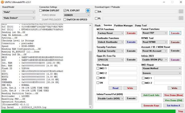 Honor X5 Plus (WOD-LX3) Reset Frp Via Ultimate mtk Tool