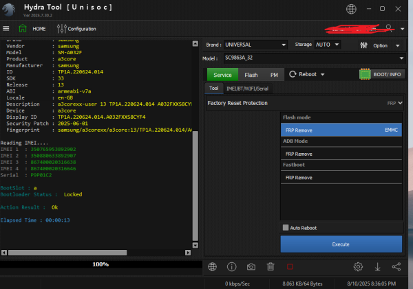 REMOVE FRP A032F U8 by hydra tool