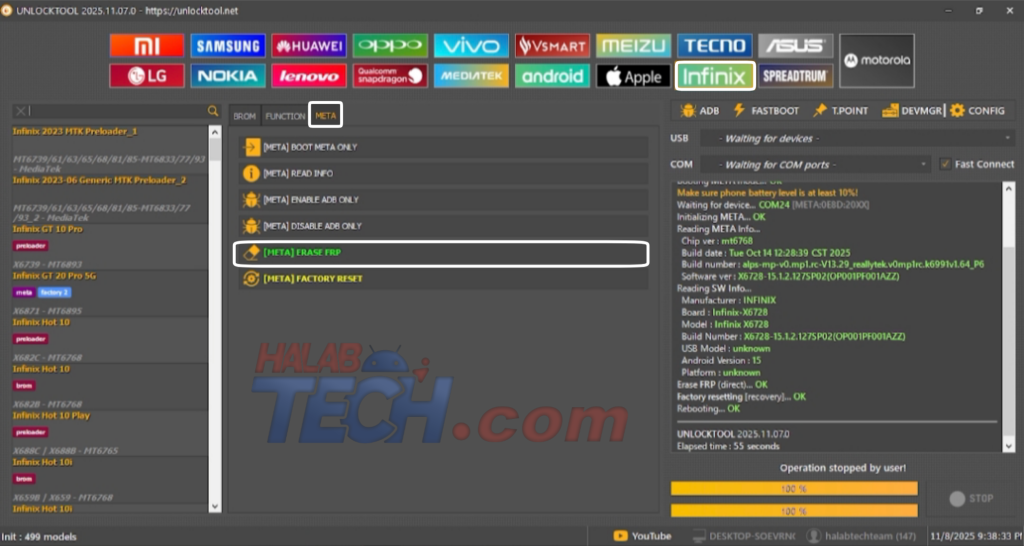 INFINIX HOT 60I X6728 FRP Remove Android 15 without server last update by Unlocktool