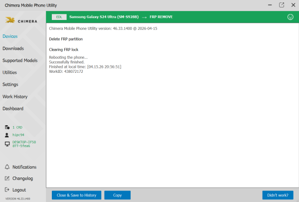 Samsung Galaxy S24 Ultra 5G (SM-S928B) BIT5 Reset Frp By Chimera