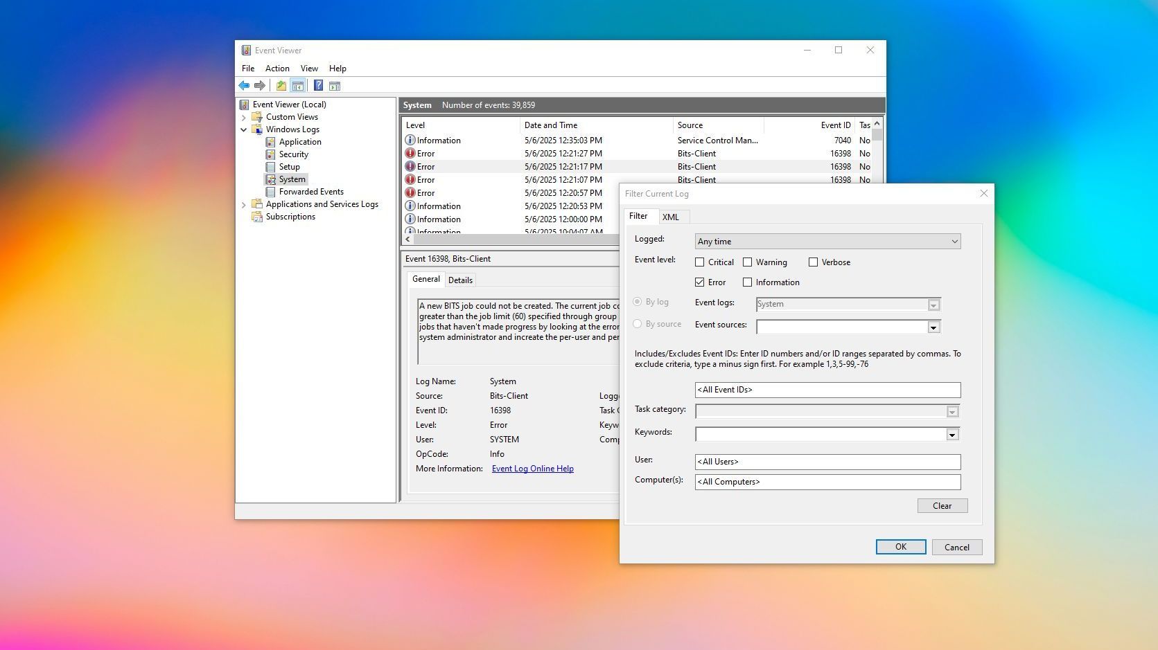تشخيص تضارب البرامج والأخطاء الخفية باستخدام أداة Event Viewer في Windows