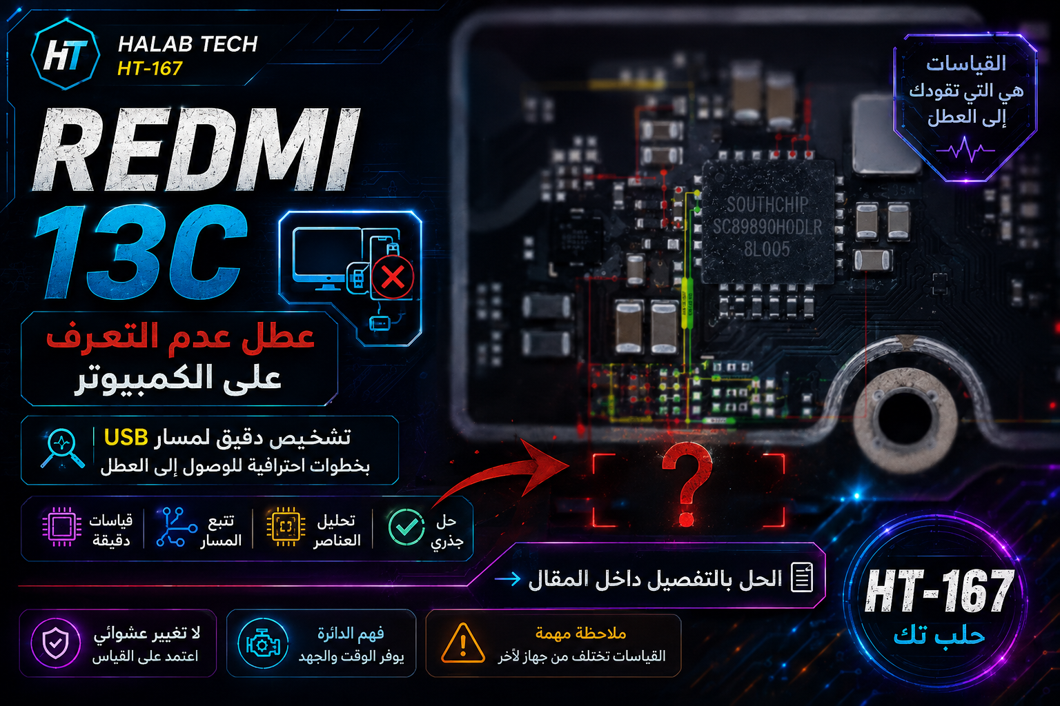 حل مشكلة عدم تعرف الكمبيوتر على Redmi 13C | تشخيص وإصلاح مسار USB