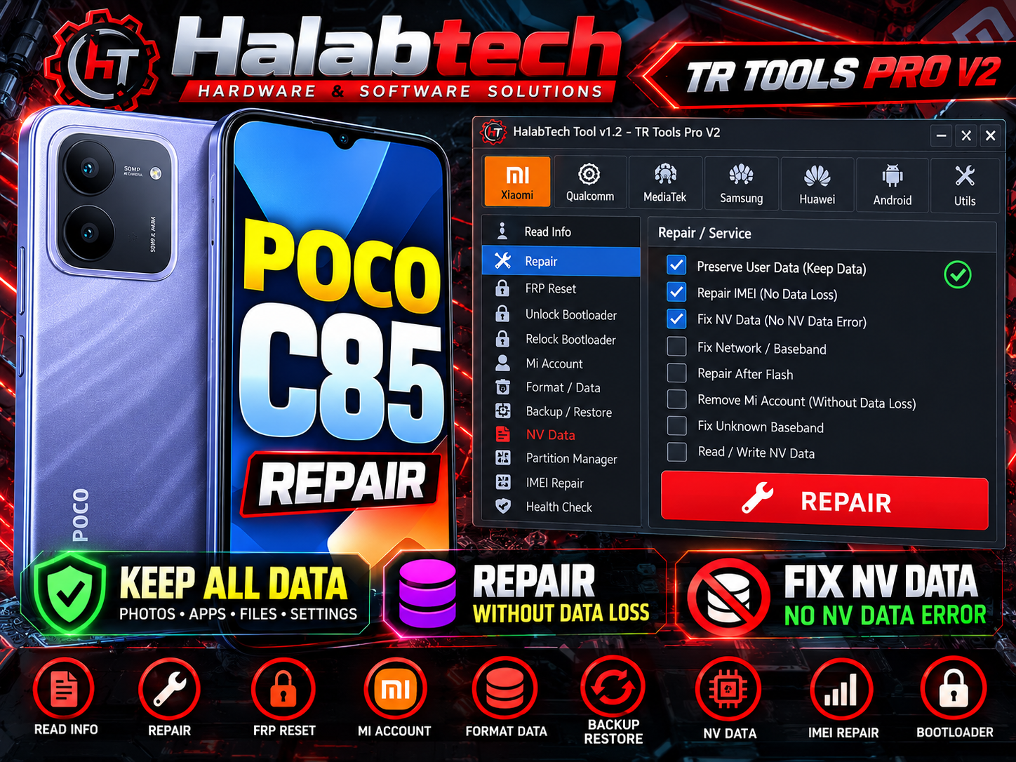 POCO C85 | dew | إصلاح IMEI لجميع إصدارات OS1 • OS2 • OS3 | بدون ظهور خطأ NV Data | TR Tools Pro