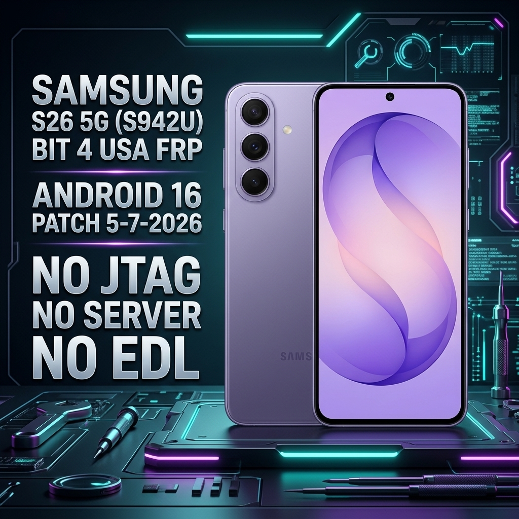 ازالة FRP بدون فك الغطاء الخلفي و بدون كابل معدل SAMSUNG S26 5G (USA) (S942U) BIT 4 ANDROID 16