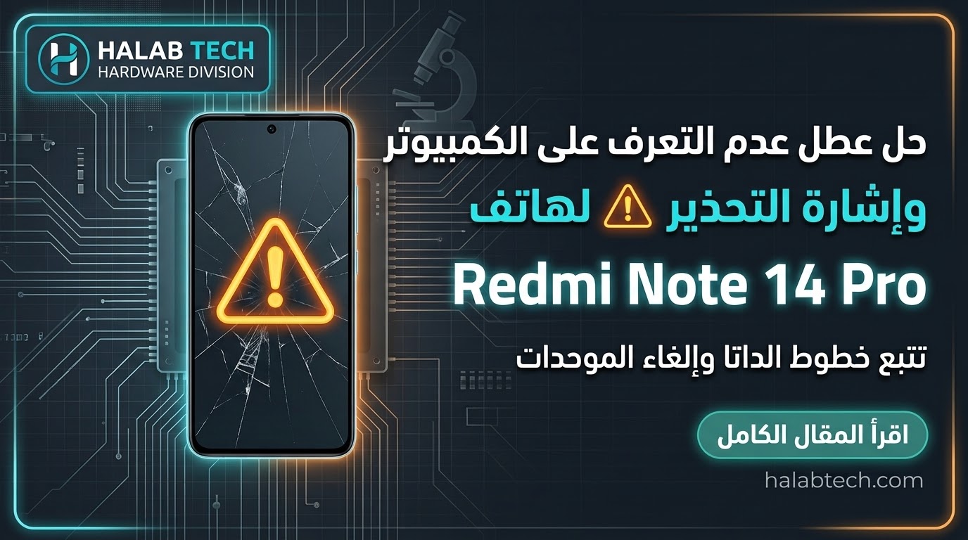 حل عطل عدم التعرف على الكمبيوتر وإشارة التحذير ⚠️ Redmi Note 14 Pro