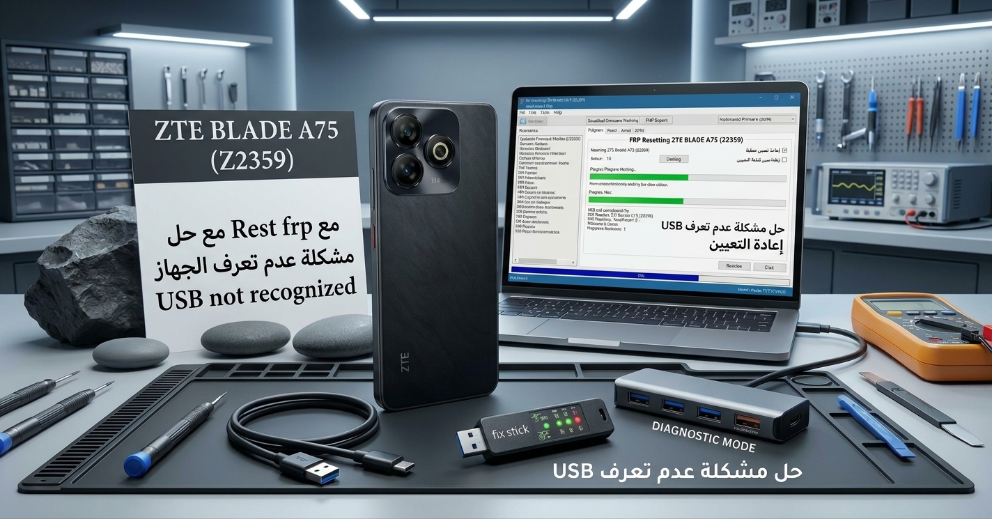 ZTE BLADE A75 (Z2359) Rest frp مع حل مشكلة عدم تعرف الجهاز USB not recognized